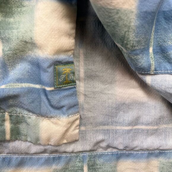 Tommy Bahama Shirt Mens XL Silk Blue Plaid Geometric Loop Collar Camp‎ Button Up - Picture 8 of 9